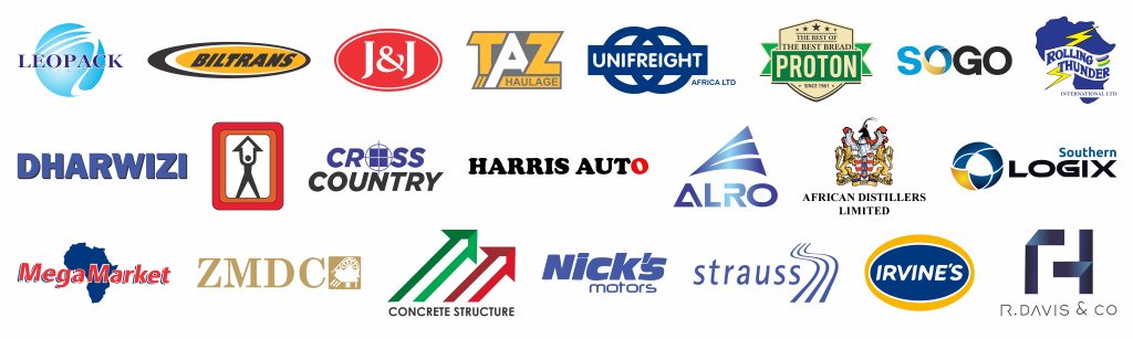 DATAMARK CLIENT LOGOS - LEOPACK, BILTRANS,, J&J, TAZ, UNIFREIGHT, PROTON, SOGO, ROLLING THUNDER, DHARWIZI, CROSS COUNTRY, HARRIS AUTO, ALRO, AFRICAN DISTILLERS, SOUTHERN LOGIX, MAEGAMARKET, ZMDC, CONCRETE STRUCTURE, NICKS MOTORS, STRAUSS, IRVINE'S, R.DAVIS & CO